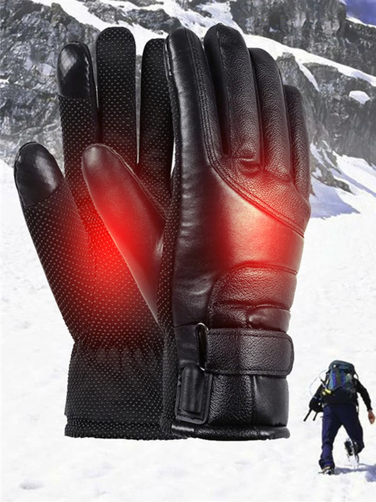 Heated Motorcycle Winter Gloves – Waterproof PU Leather, Thermal Insulated