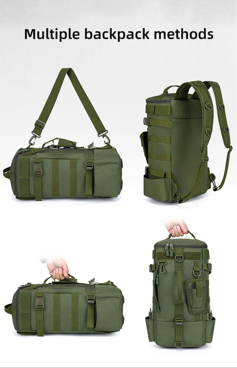 Tactical Fishing Backpack with Rod Holders & MOLLE System