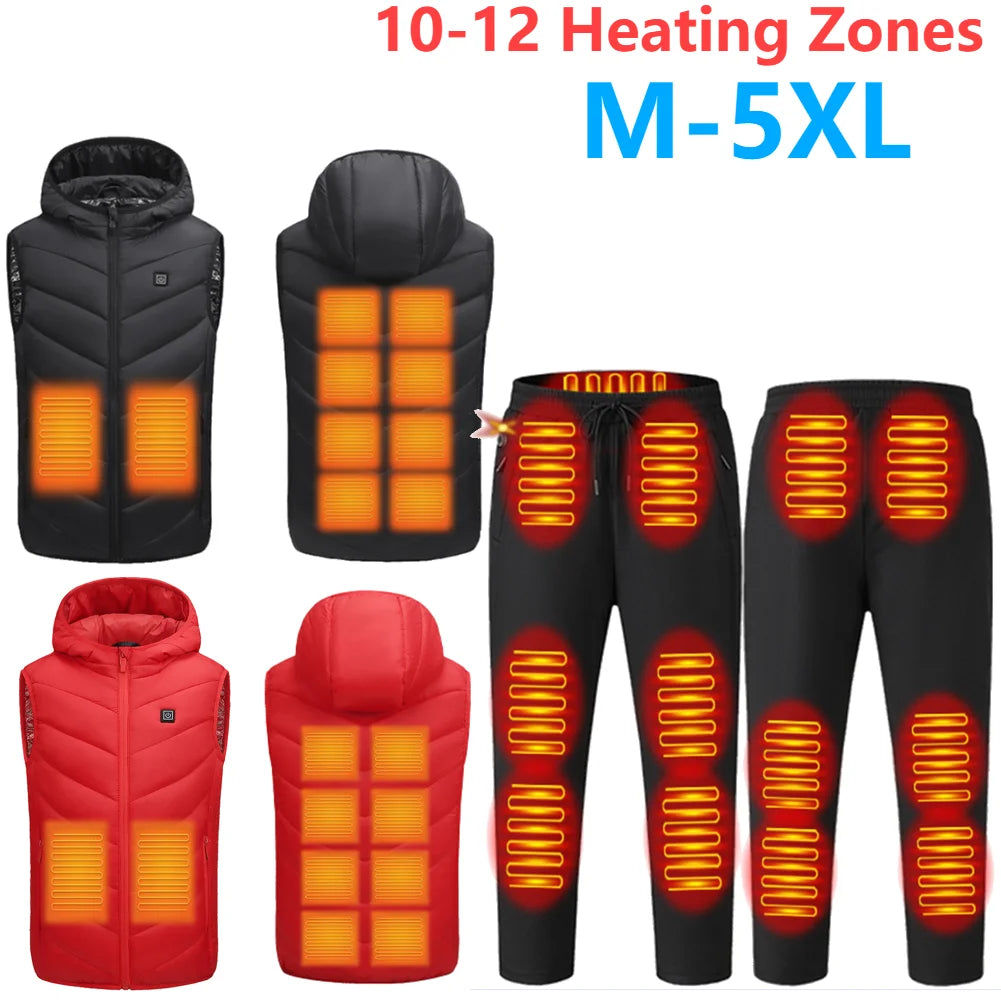 Unisex Heated Pants and Vests – 10-Zone Electric Trousers, Waterproof with 3 Heat Settings