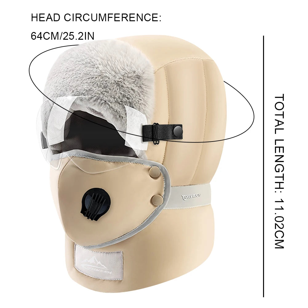 Winter Windproof Balaclava Hat with Goggles – Unisex Outdoor Ski Cap