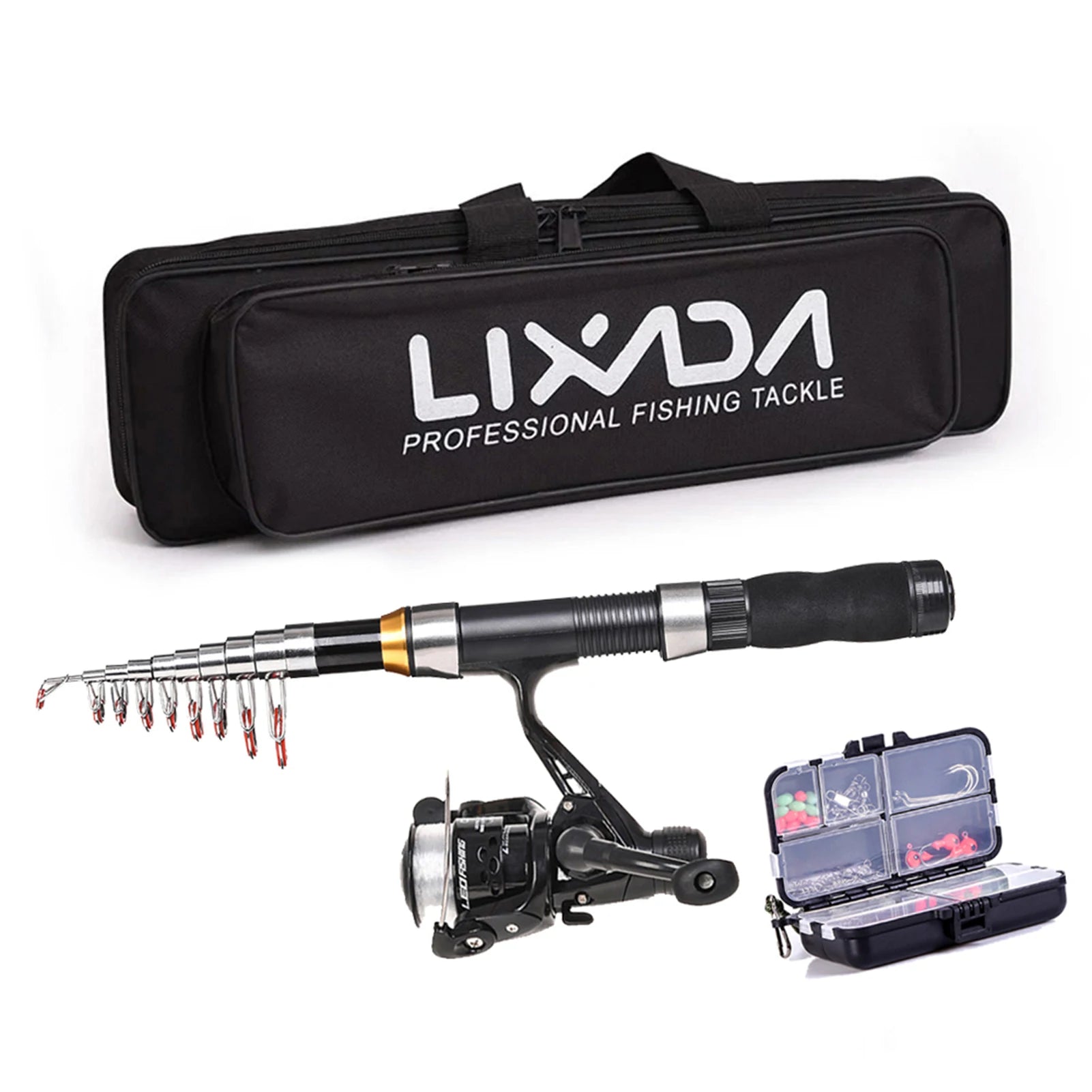 Lixada Telescopic Carbon Fiber Fishing Rod & Reel Combo with Bag