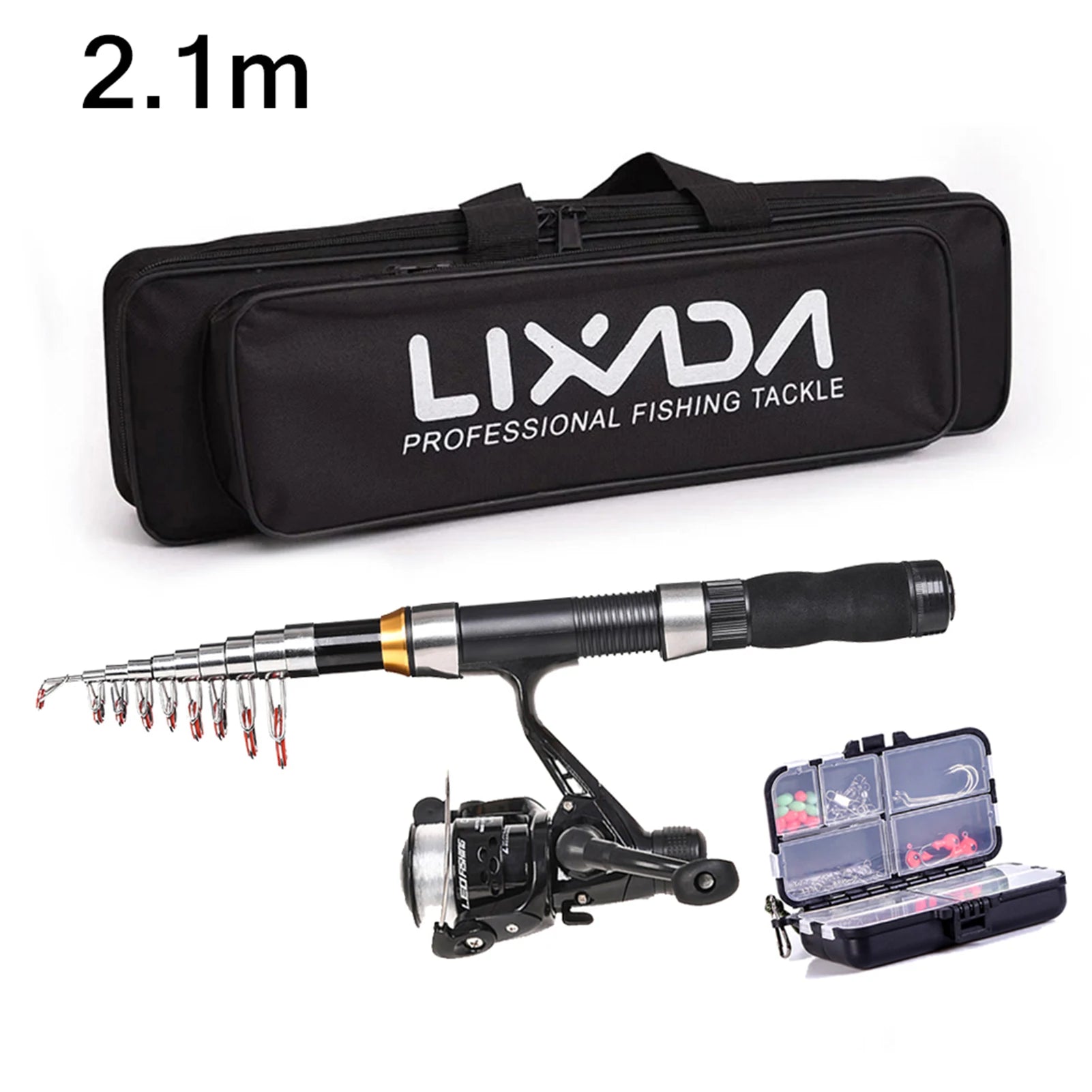 Lixada Telescopic Carbon Fiber Fishing Rod & Reel Combo with Bag
