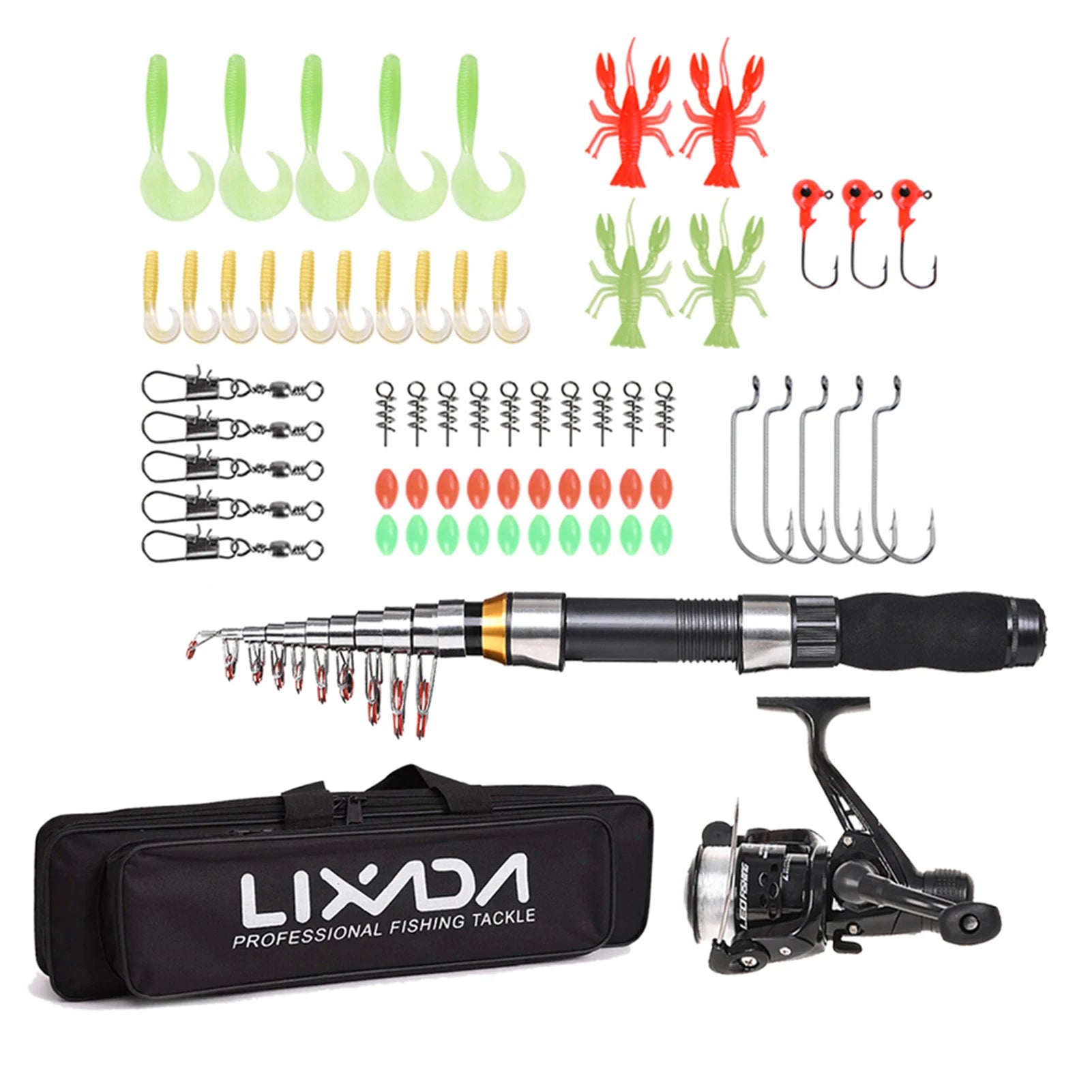 Lixada Telescopic Carbon Fiber Fishing Rod & Reel Combo with Bag