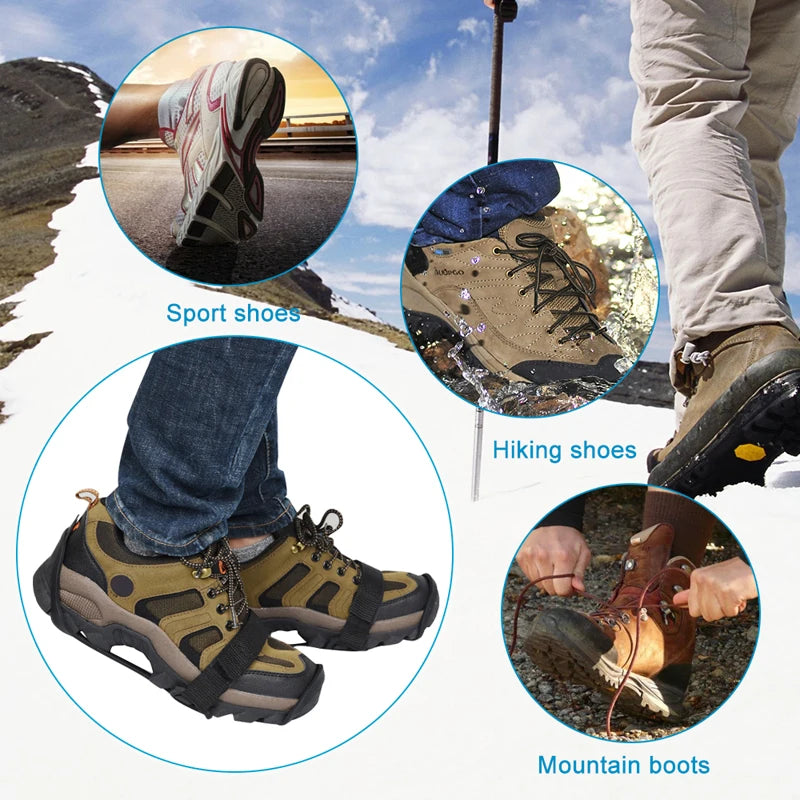 11-Teeth Ice Crampons – Anti-Slip Shoe Spikes for Winter Hiking