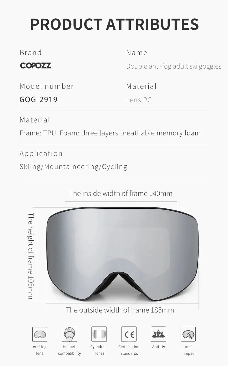 Anti-Fog Pro Ski & Snowboard Goggles