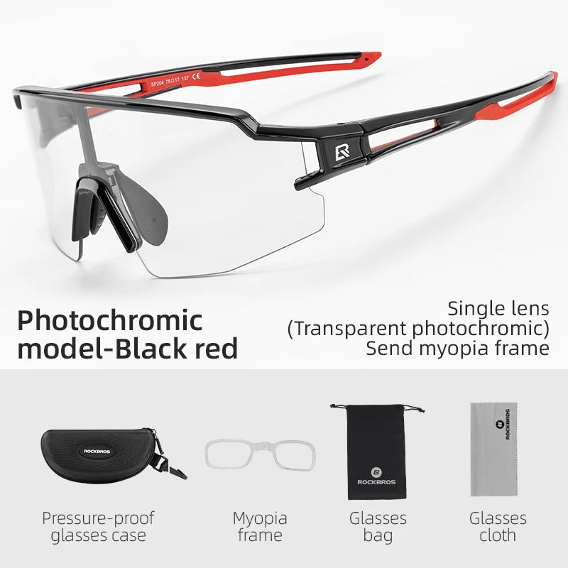 ROCKBROS Photochromic Cycling Glasses – UV400 Polarized Bike Eyewear