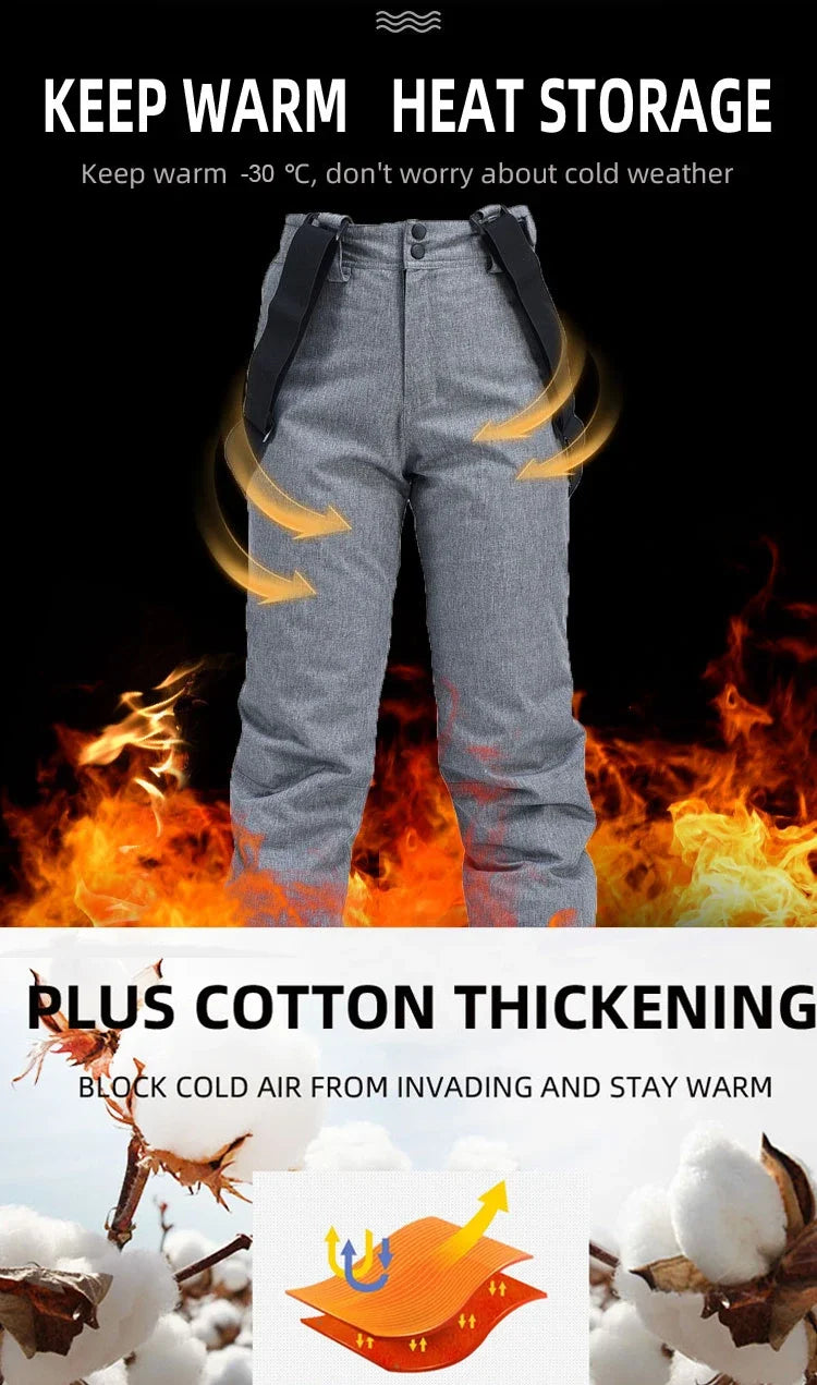 Unisex Waterproof Ski Pants with Suspenders