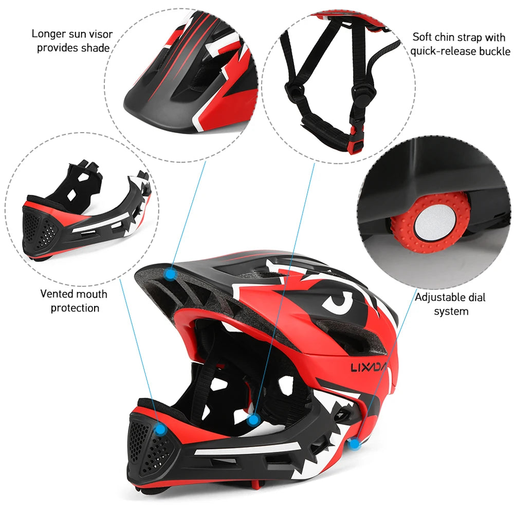 Kids Detachable Full-Face Bike Helmet – Multi-Sport Protection