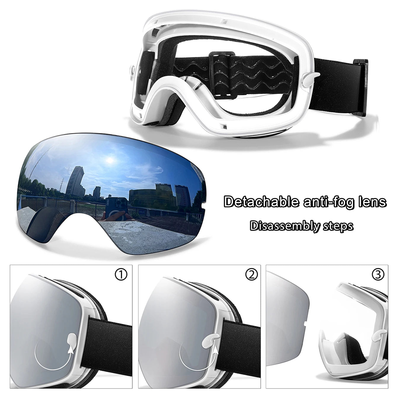 Anti-Fog Ski & Snowboard Goggles with Night Vision