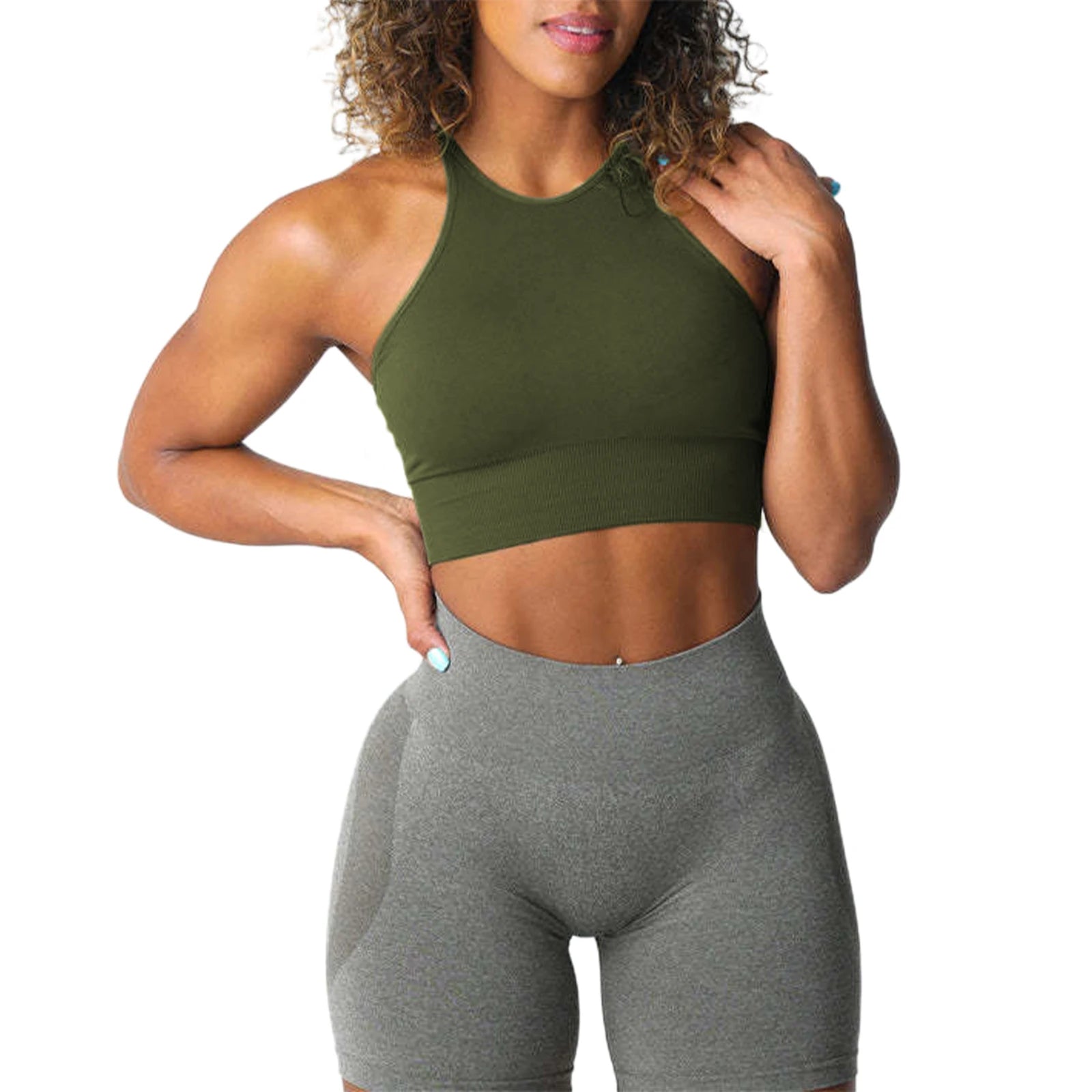 Solid Seamless Sports Bra for Women