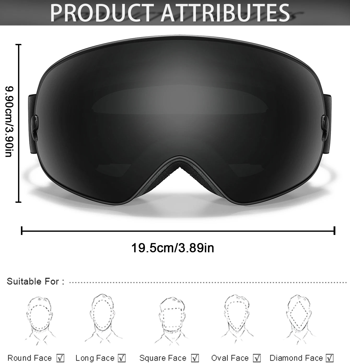 Anti-Fog Ski & Snowboard Goggles with Night Vision