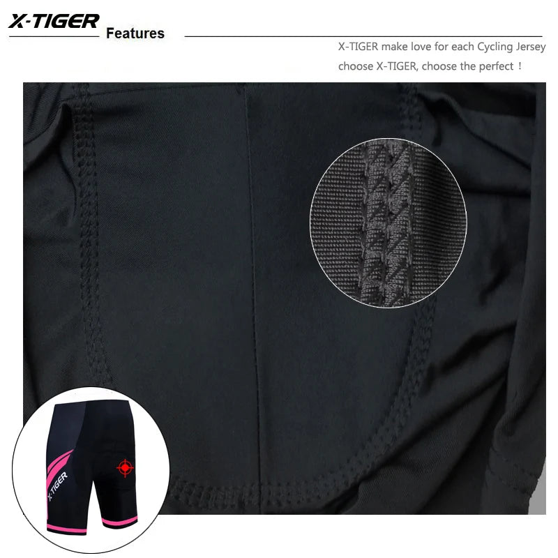 X-TIGER Women's 3D Gel Padded Cycling Shorts – Shockproof MTB/Road