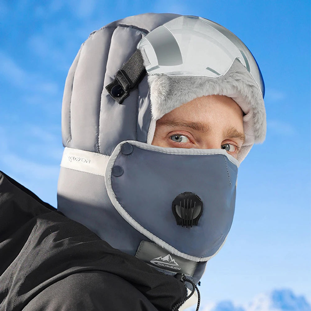 Winter Windproof Balaclava Hat with Goggles – Unisex Outdoor Ski Cap