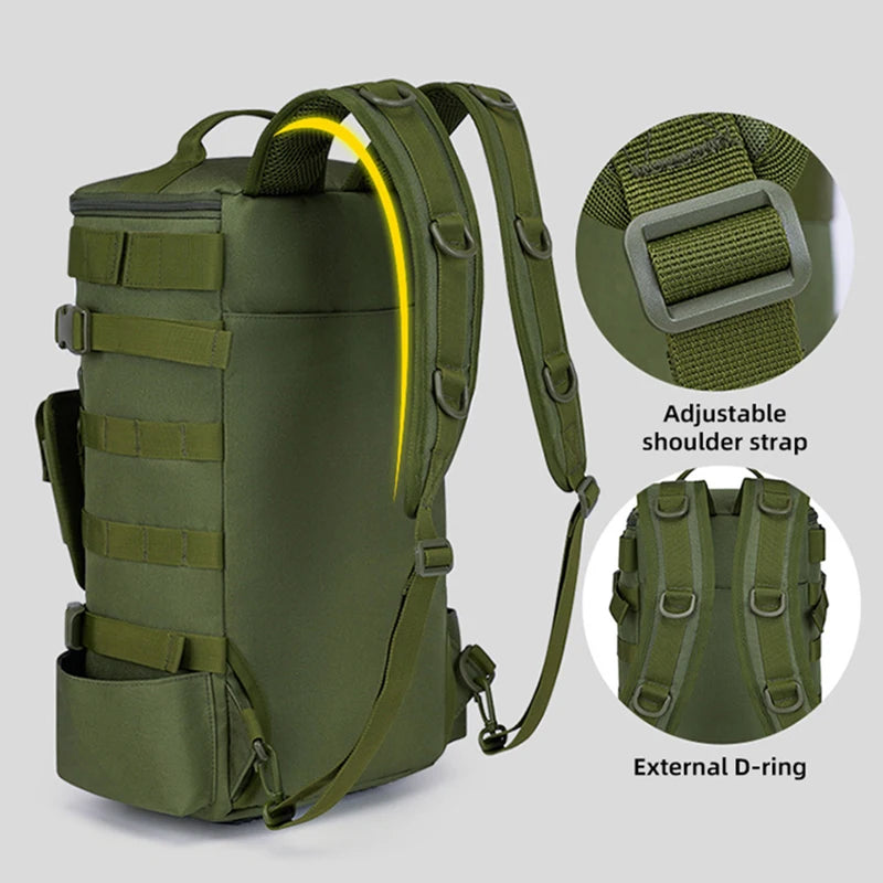 Tactical Fishing Backpack with Rod Holders & MOLLE System