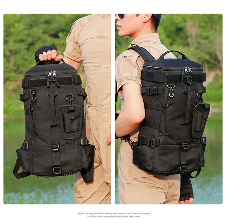 Tactical Fishing Backpack with Rod Holders & MOLLE System