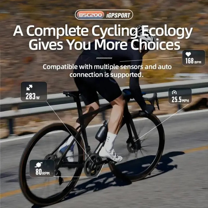 iGPSPORT BSC200 GPS Wireless Cycling Speedometer with ANT+ & Bluetooth 5.0