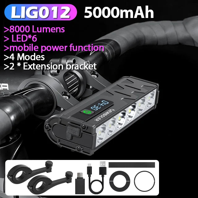 NEWBOLER USB Rechargeable Bike Light with 10,000mAh Battery