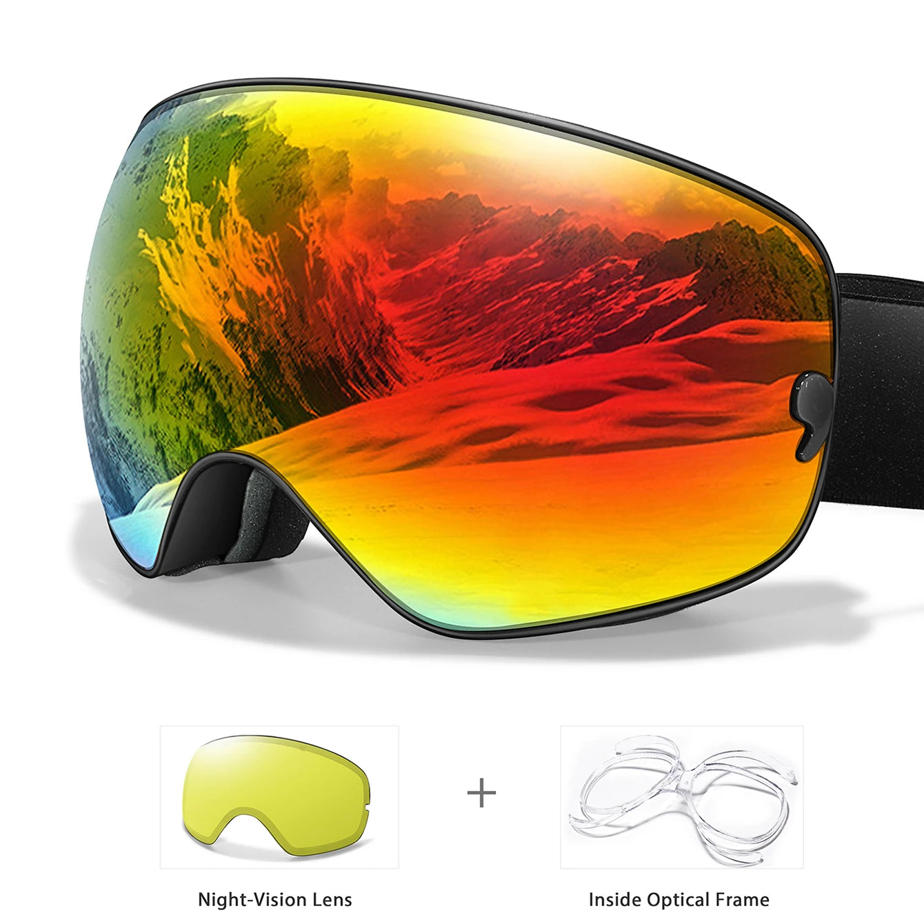 Anti-Fog Ski & Snowboard Goggles with Night Vision